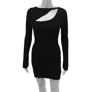 Bronze Snake Womens Bodycon One Shoulder Short Black Dress Size S